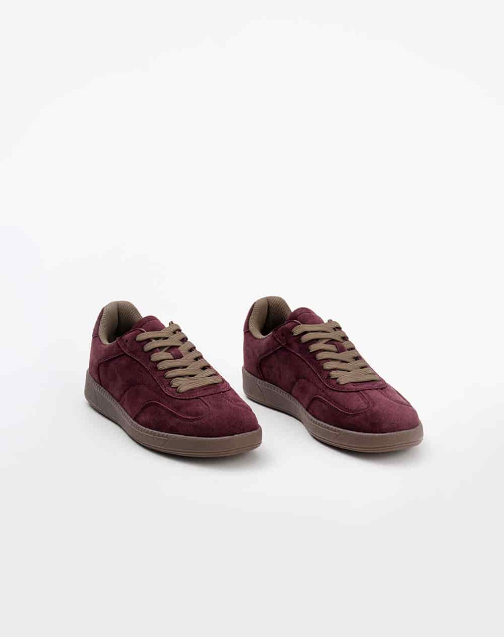 Tenis casuales tipo gamuza vinotinto hombre - miniatura 1