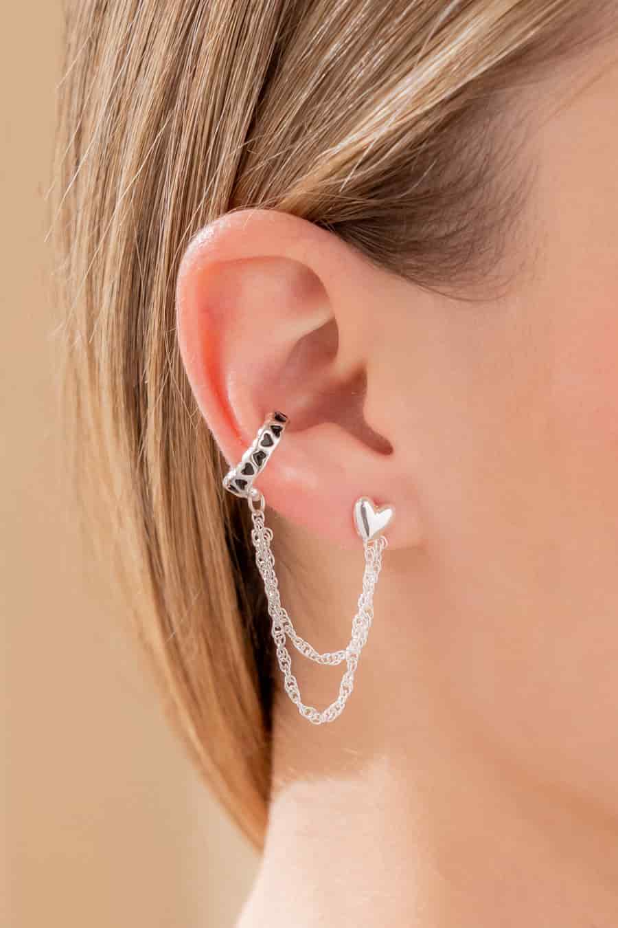 Aretes Solitario Corazón - miniatura 2