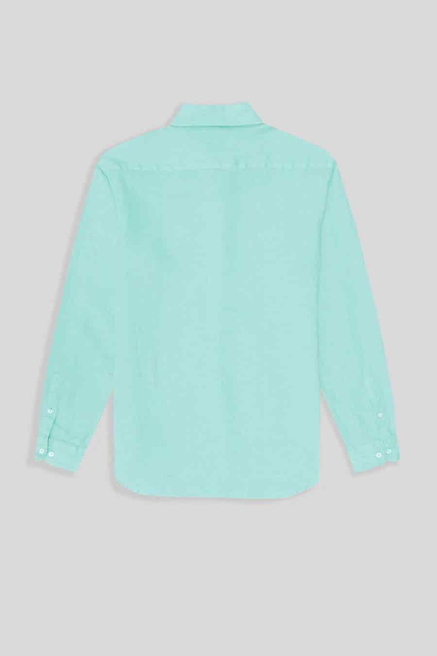 Men's linen shirt aquamarine basic - miniatura 2