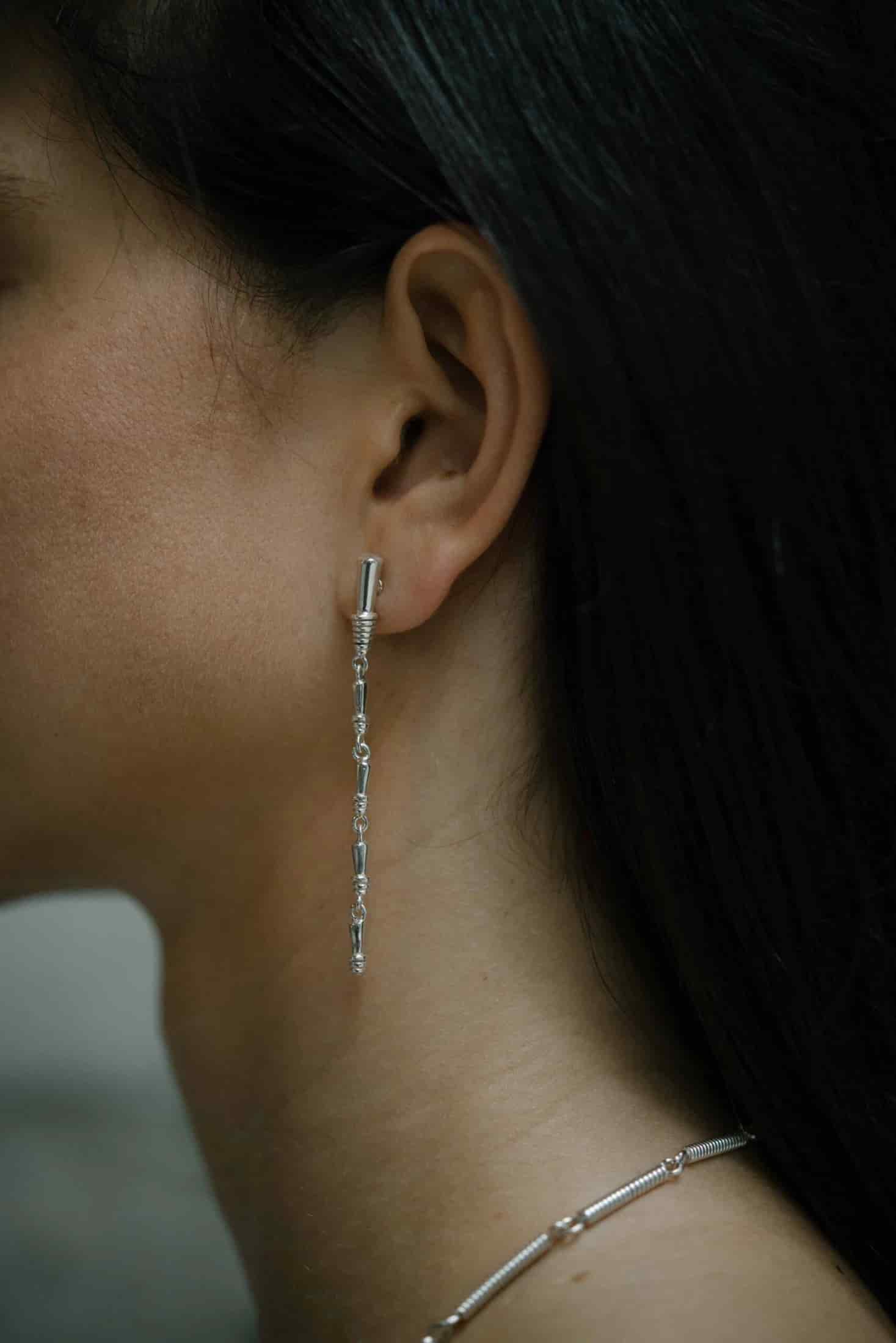 Long Pech Earrings Silver - miniatura 1