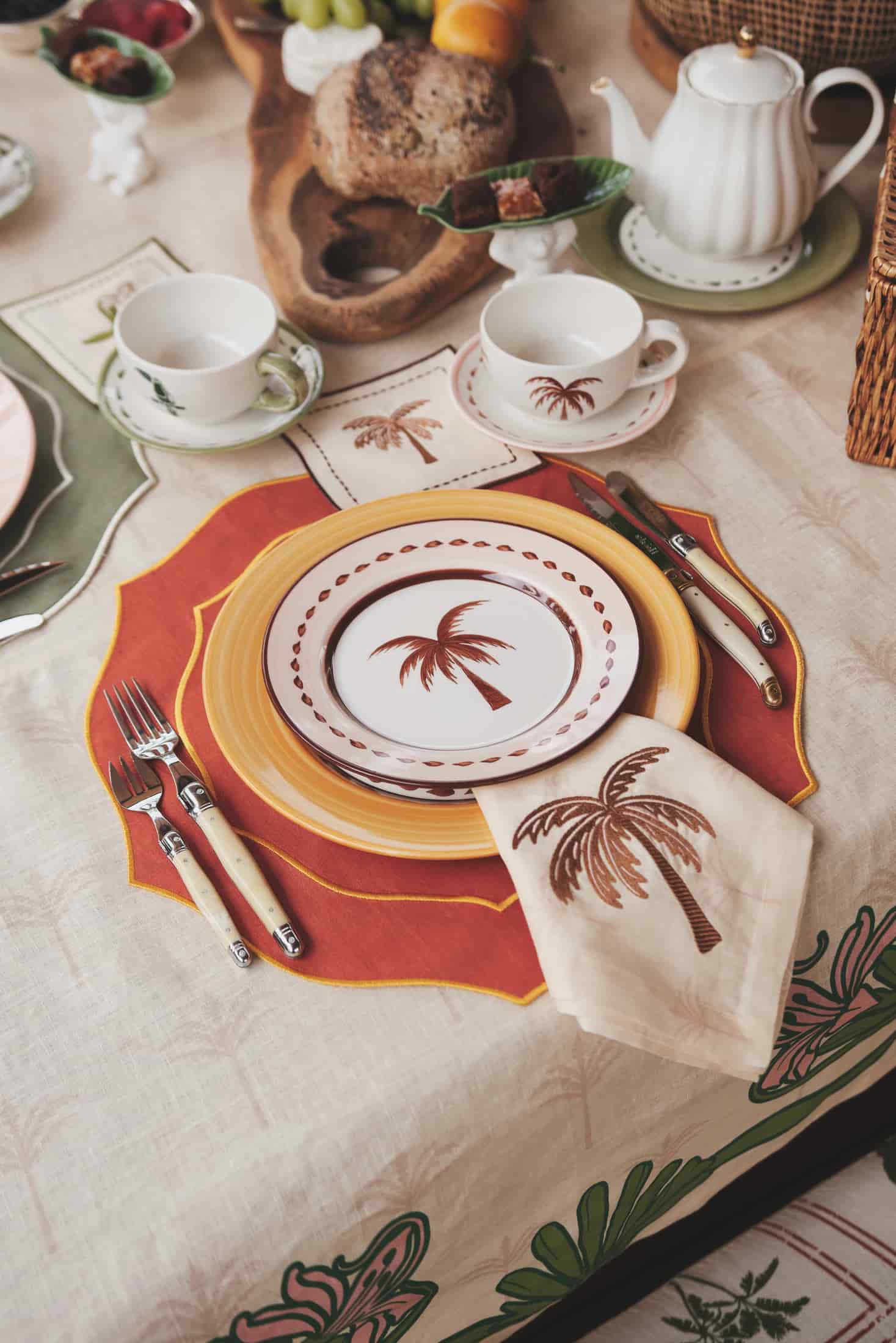 JDD Tucan Linen Placemat / Salmon - Yellow - miniatura 2