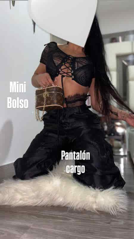 PANTALON NEGRO CARGO MOCHY - miniatura 1
