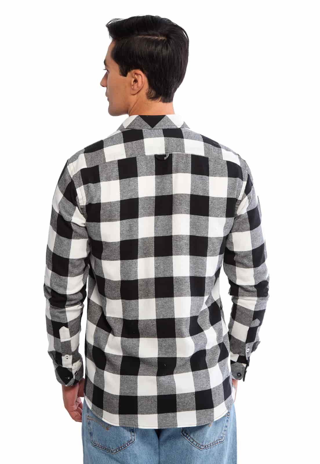 Camisa leñadora blanco con negro - miniatura 8