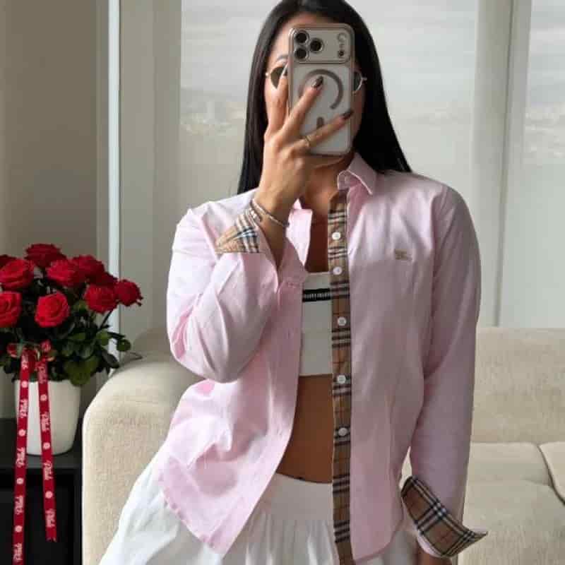 CAMISERA BURBERRY ROSADA - miniatura 1