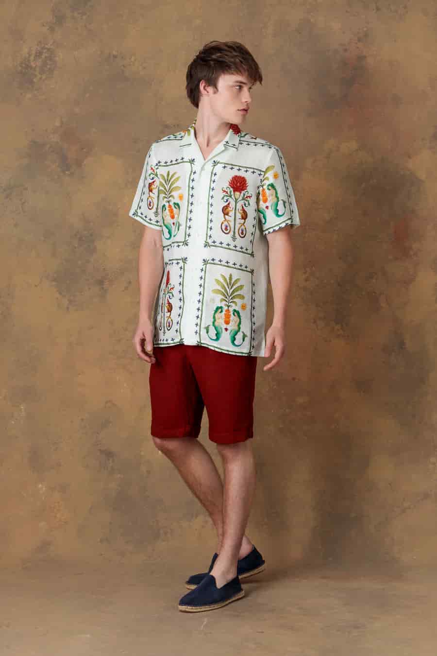 Men's linen shirt bowling silvan light green - miniatura 3
