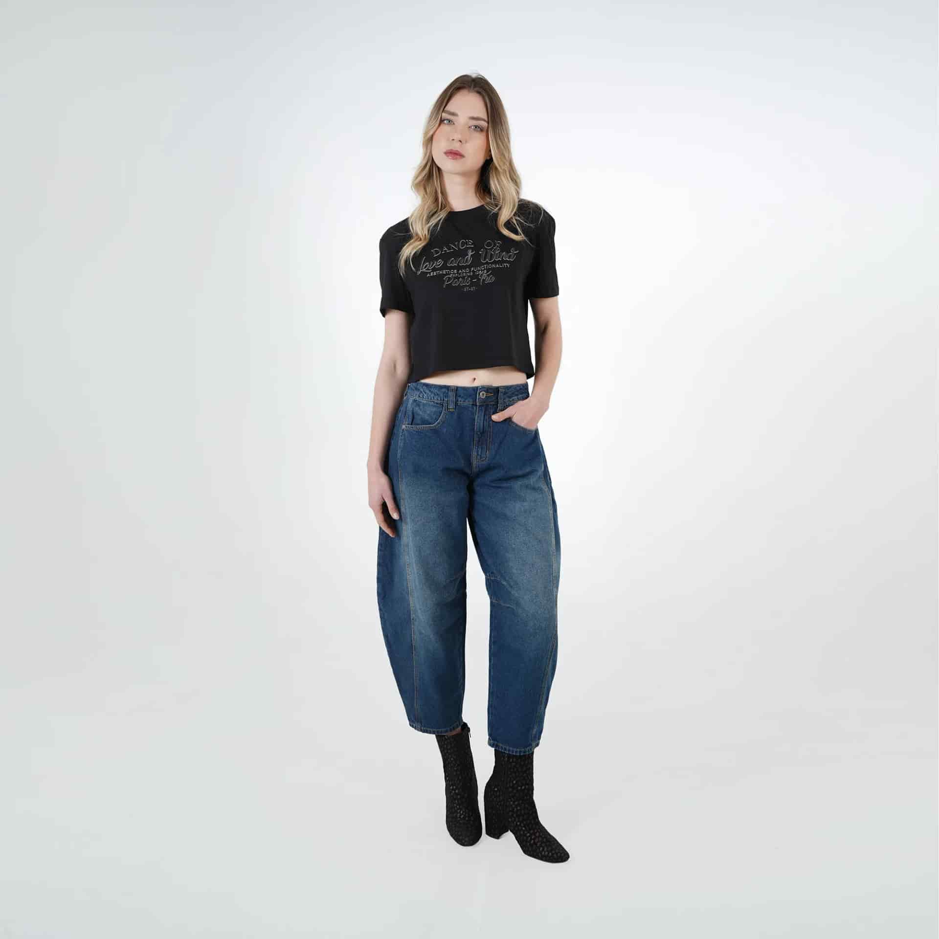 Camiseta crop cuello redondo manga corta estampado Dance - miniatura 7