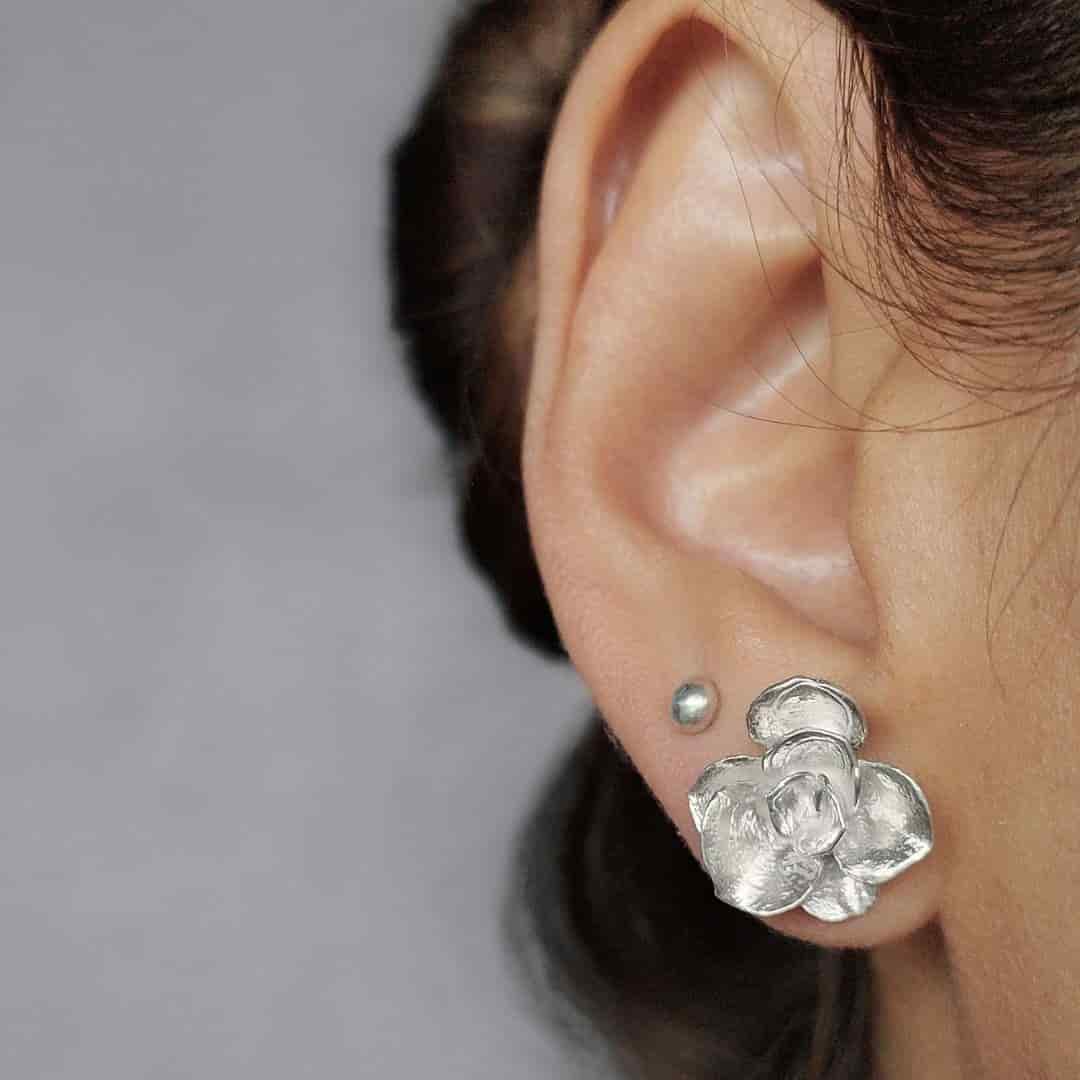 Aretes suculenta Simona en plata - miniatura 4