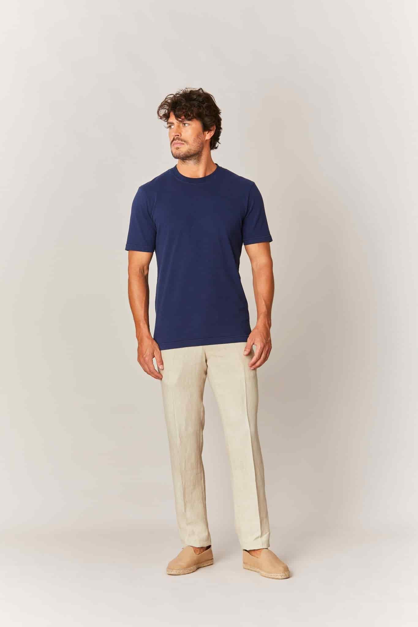 men’s cotton t-shirt navy giorgio - miniatura 3