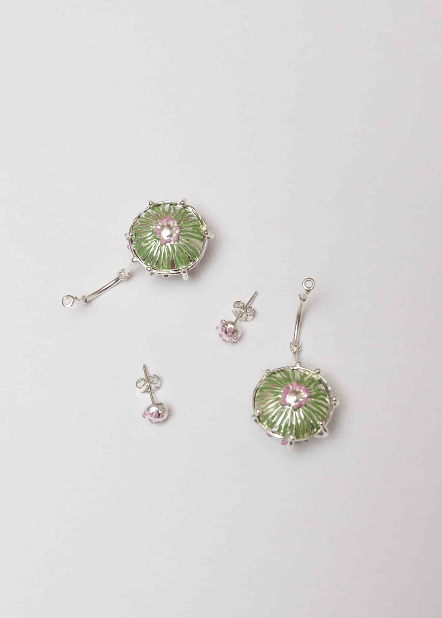 Aretes maxi sombrerito pistacho lila - miniatura 6