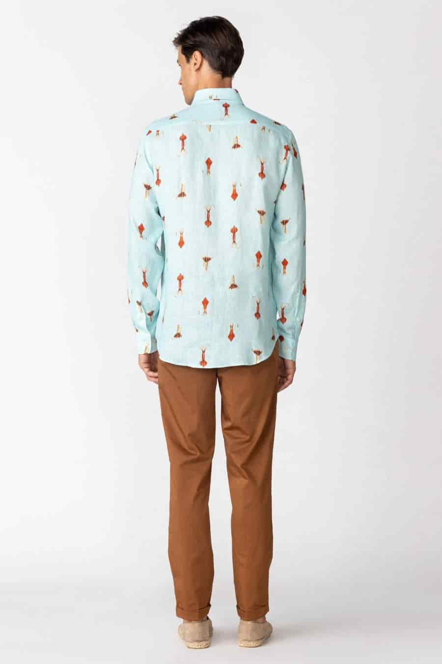 Men's linen shirt sky blue verne - miniatura 3