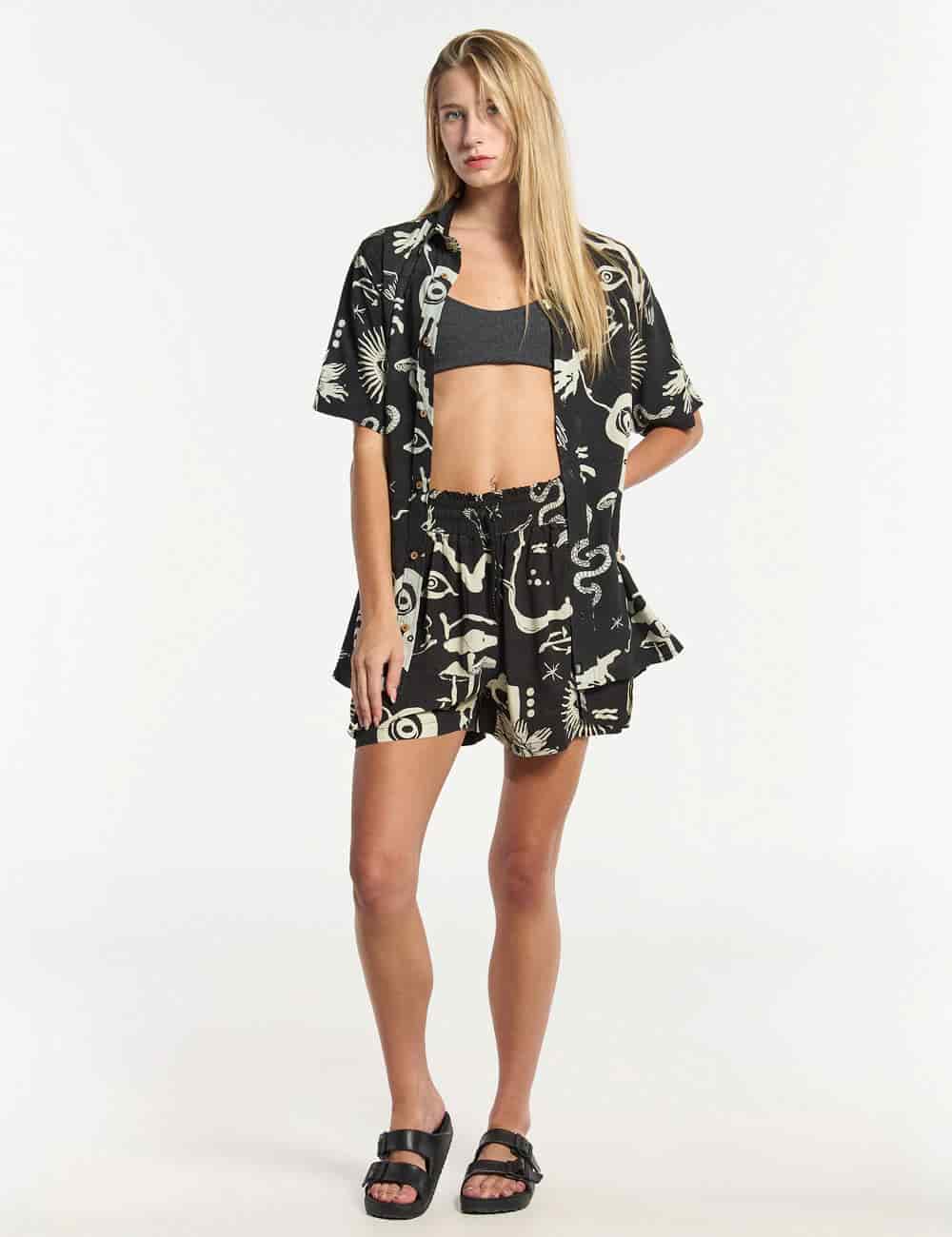 Camisa Regular Fit Chacras  negro + crudo mujer - miniatura 4