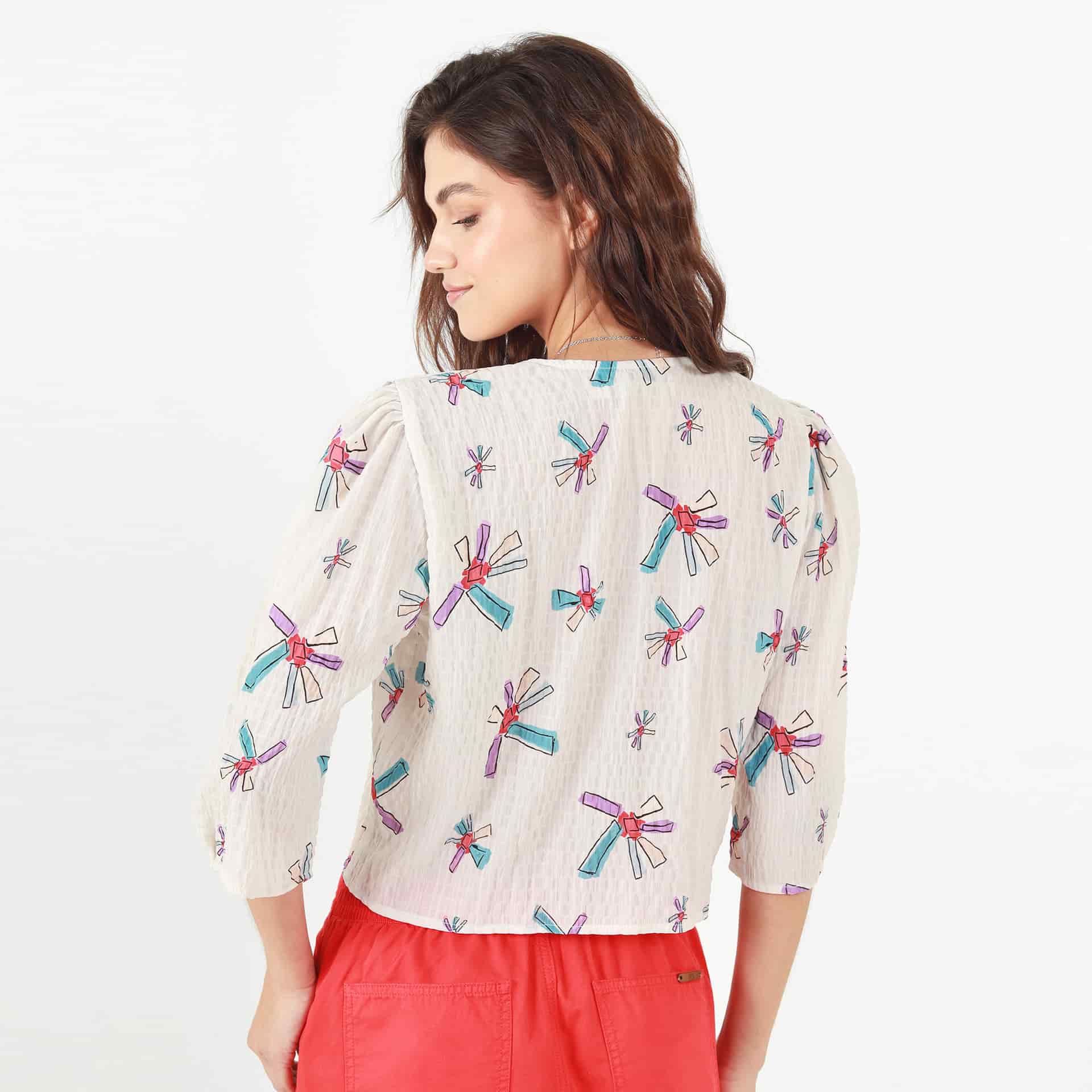 Blusa Cuello V Manga 3cuartos - miniatura 6