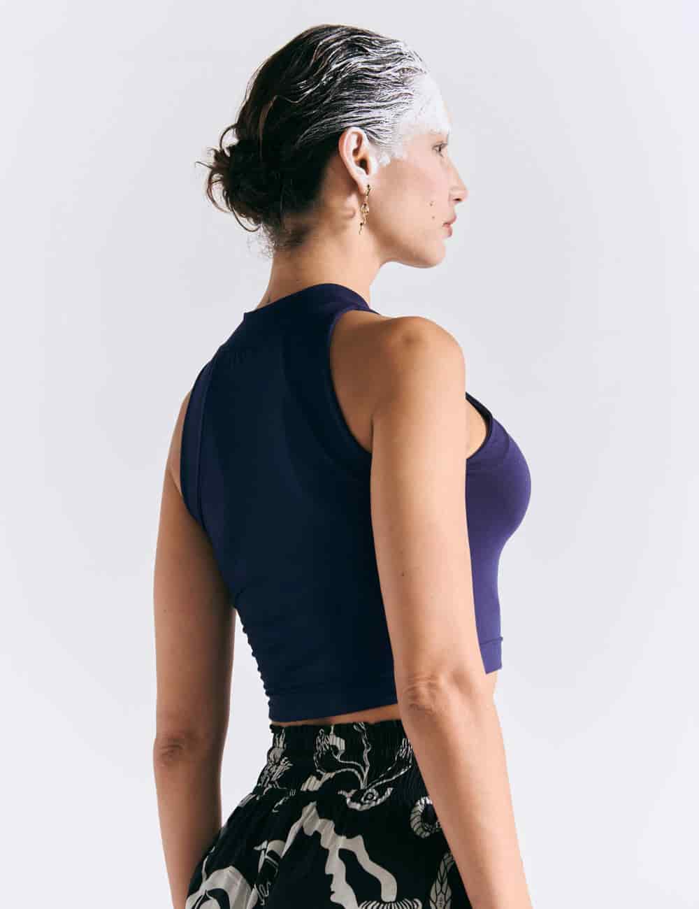 Crop Top Raglan  azul rey Mujer - miniatura 2