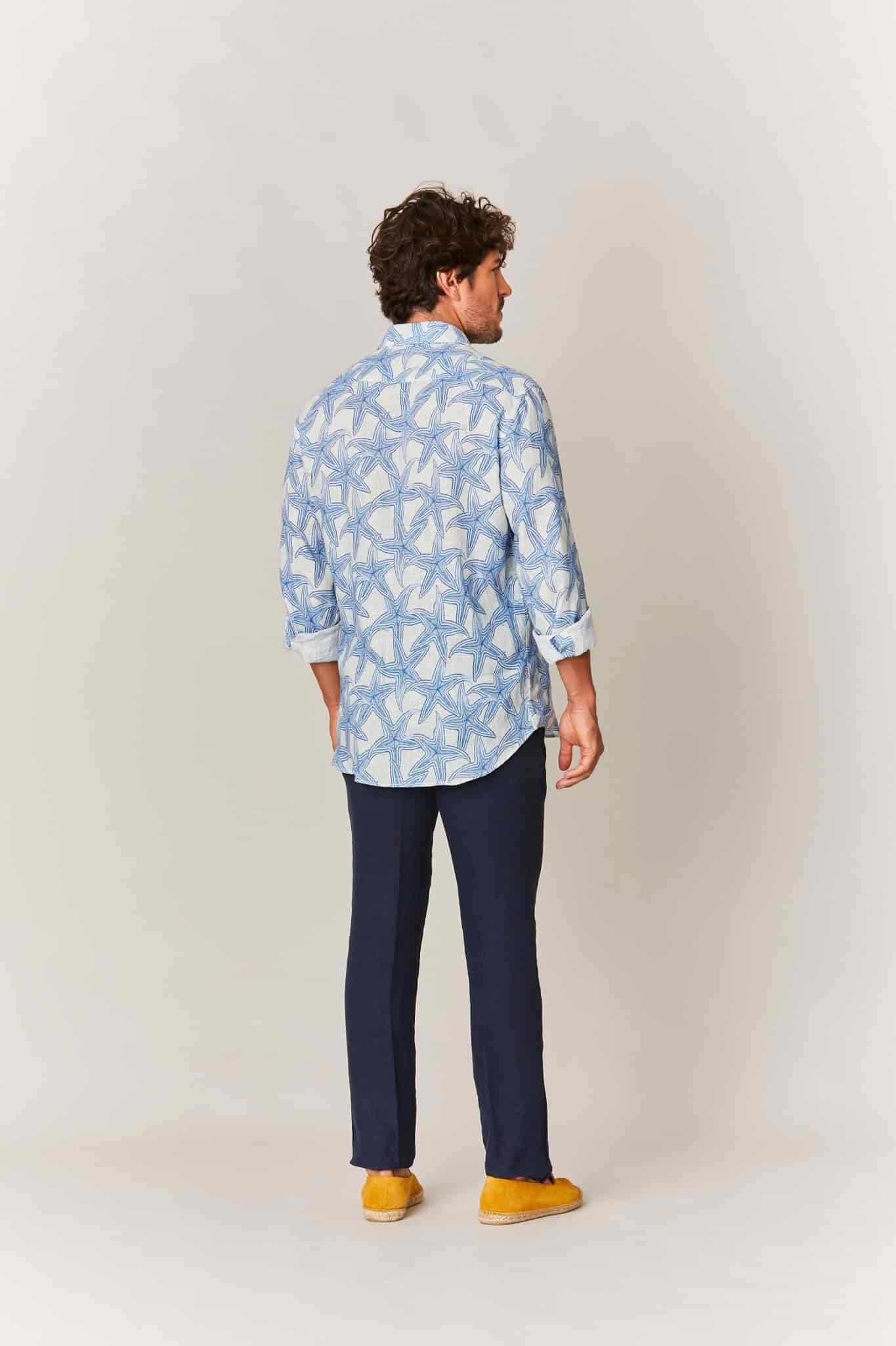 Men's linen shirt white stella - miniatura 4