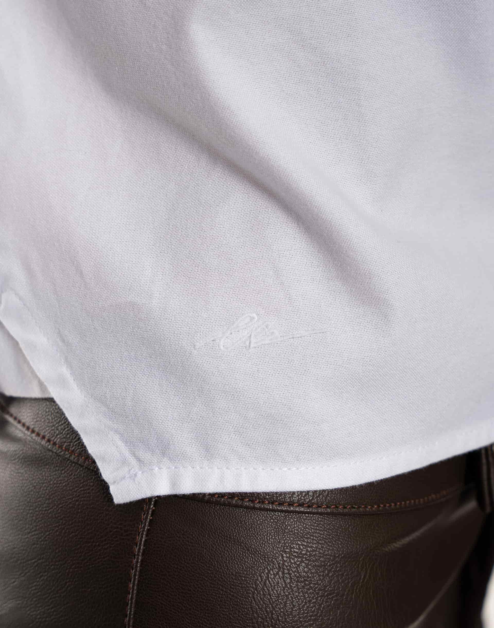 Camisa Manga Larga Cuello Camisero Algodón Blanco - miniatura 2
