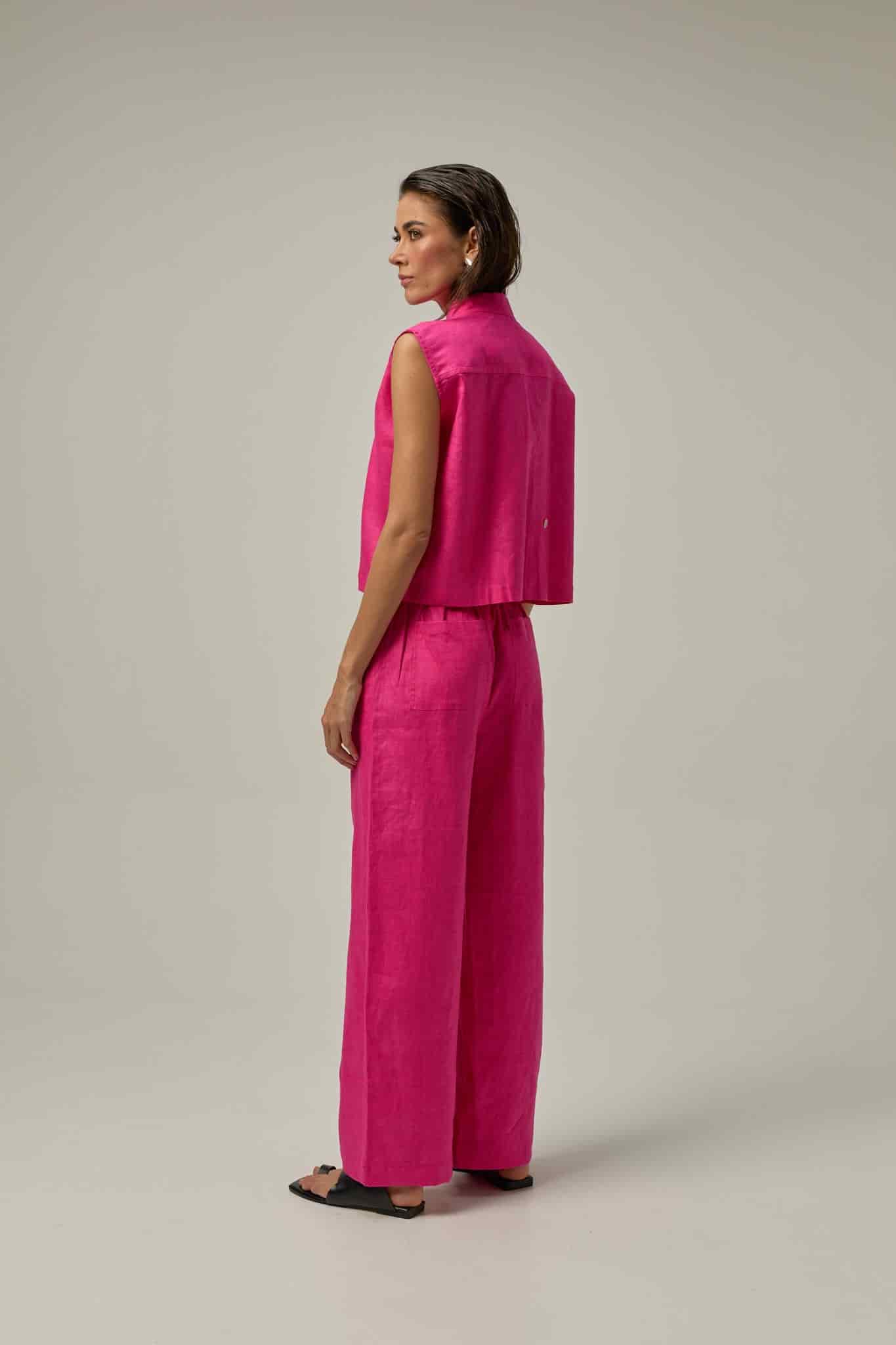 Chaleco Muse de lino | rosado Hot Pink - miniatura 2