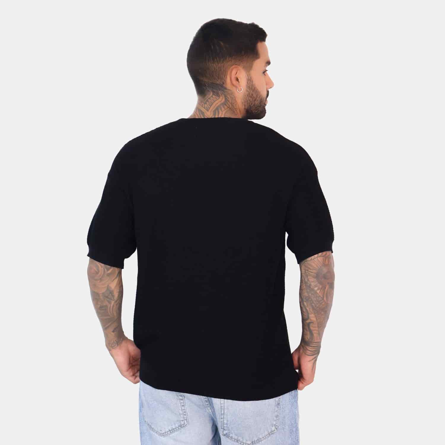 Textured Knit Tee Black - miniatura 3