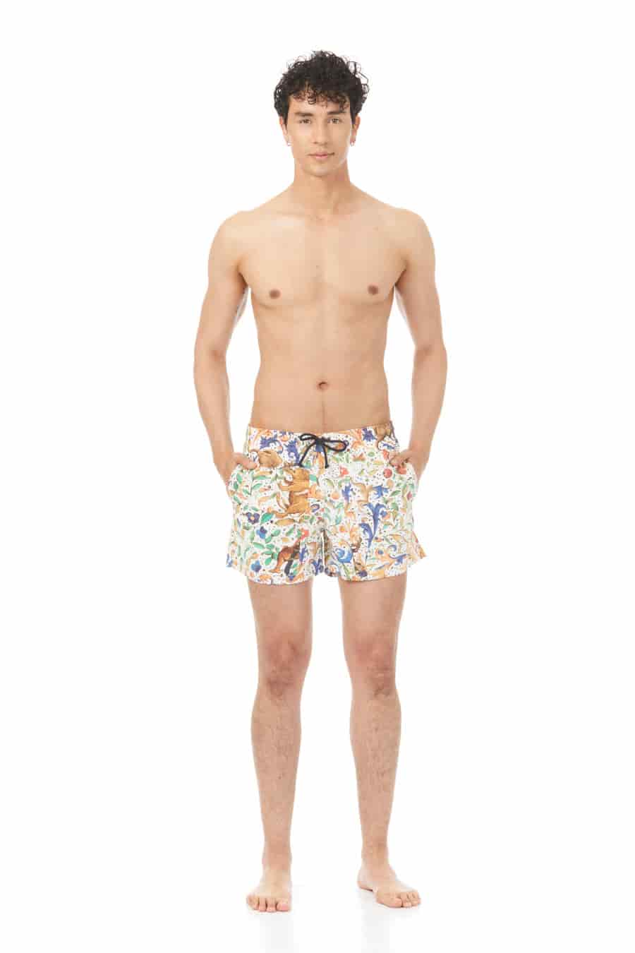 Men's swim trunk white lorenzo - miniatura 1