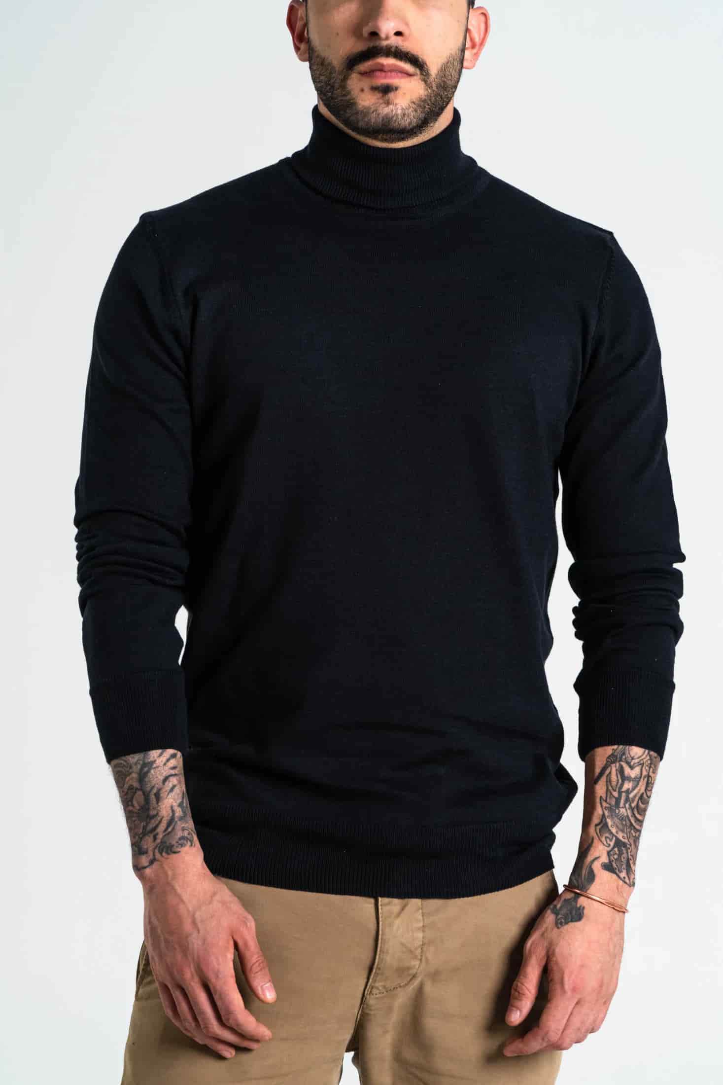 Jersey Cuello Alto Algodón Negro - miniatura 5