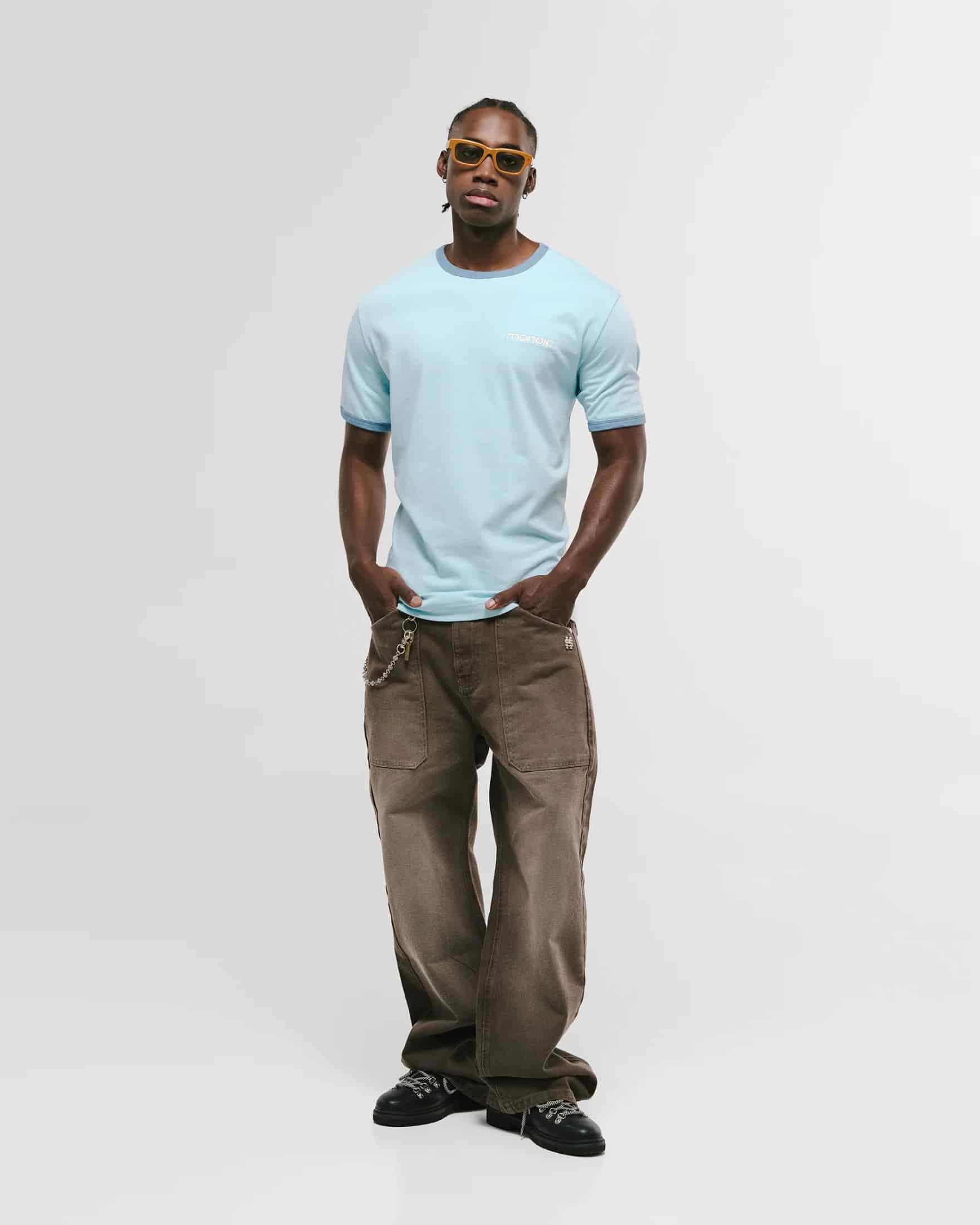 Camiseta Ringer Tee – Azul Cielo - miniatura 5