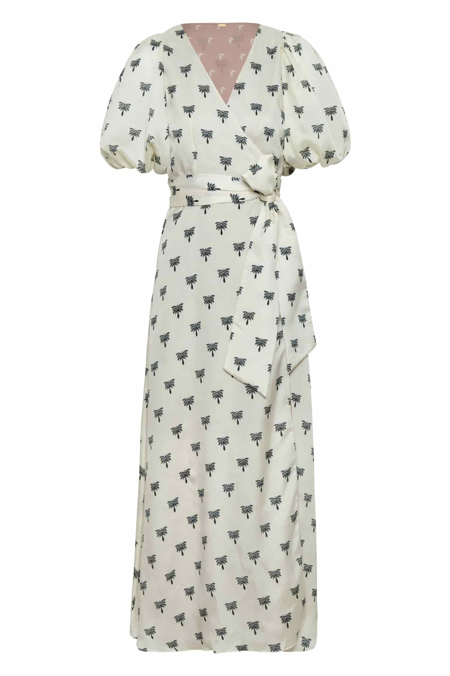 Ermita Martellato Silk Midi Dress / Ivory - Black Polka Palms - miniatura 5