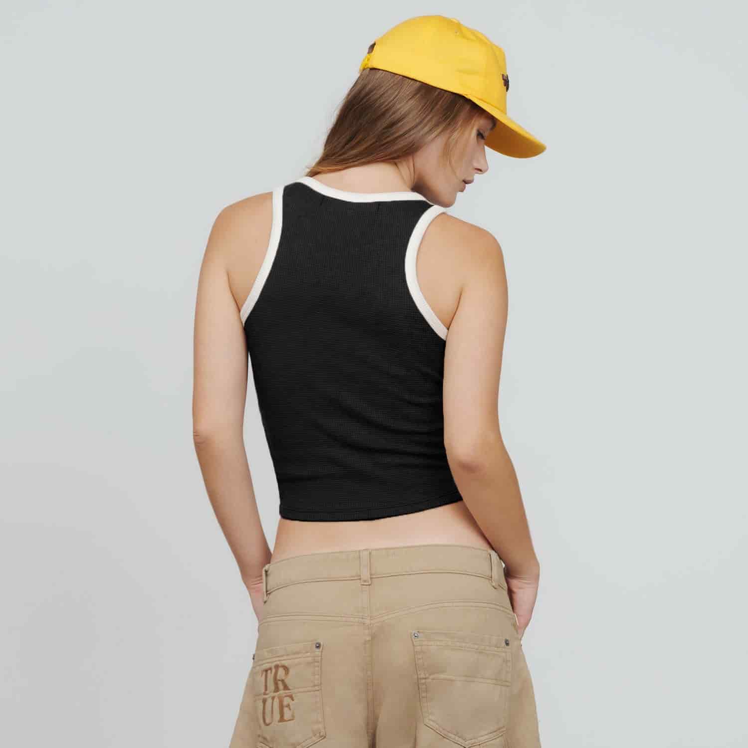 Textured Tank Top - Black - miniatura 3