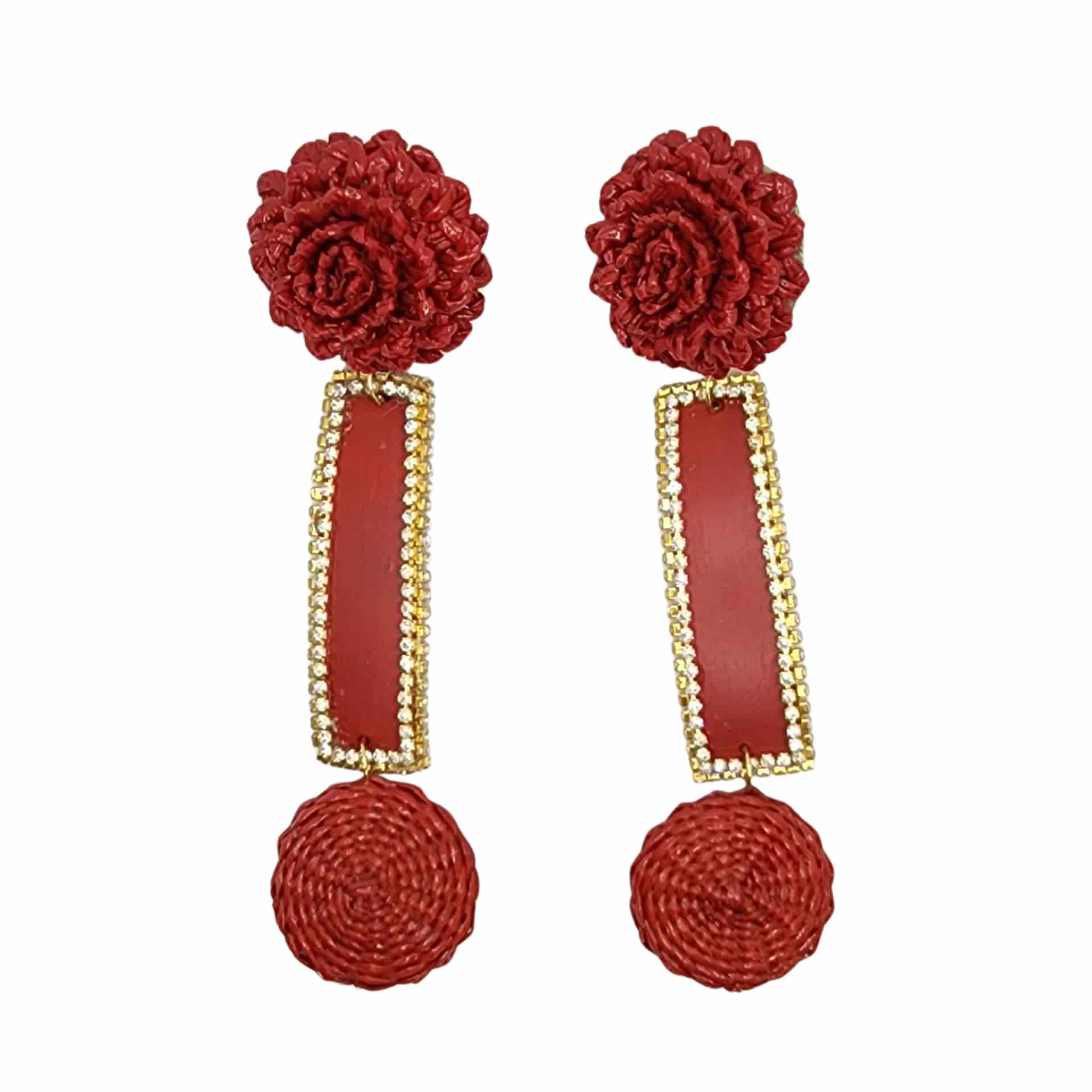 Long Red and Gold Earrings - miniatura 1