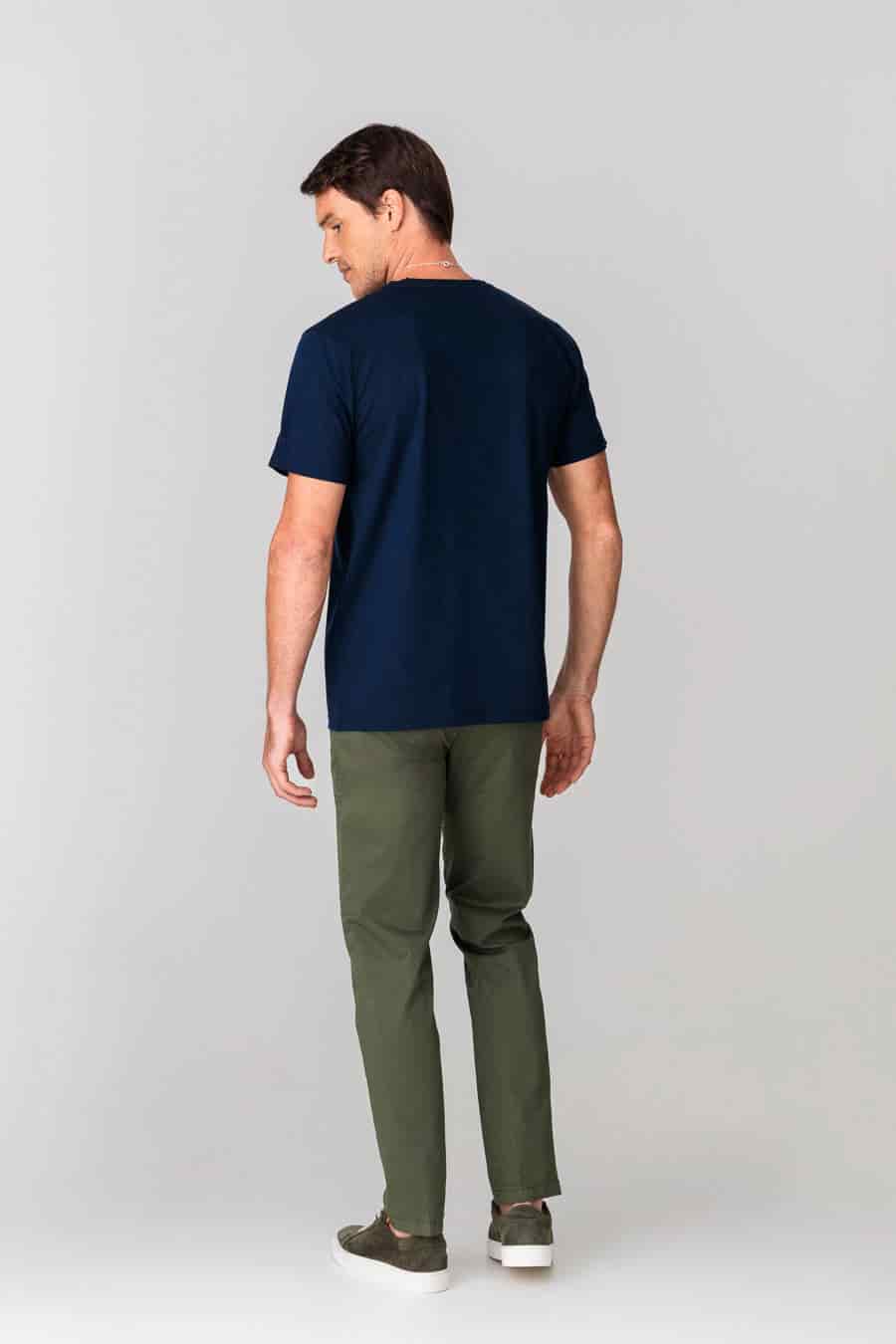 Men's cotton basic t-shirt navy - miniatura 3