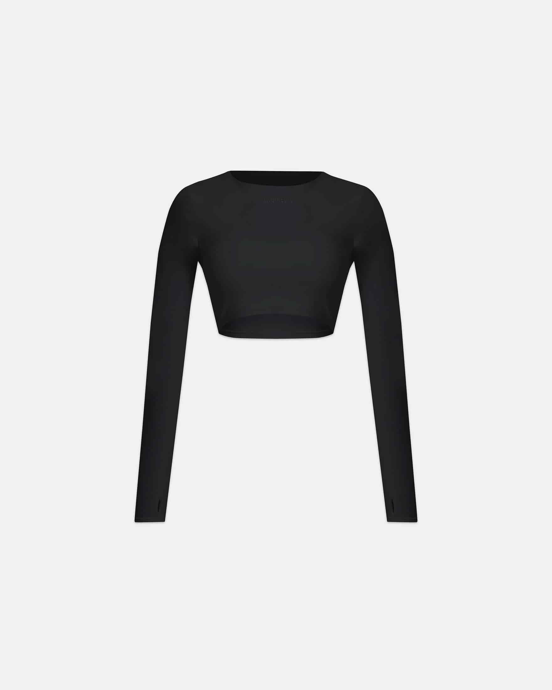 Line Basic Long Sleeve Cropped Tshirt Black - miniatura 1