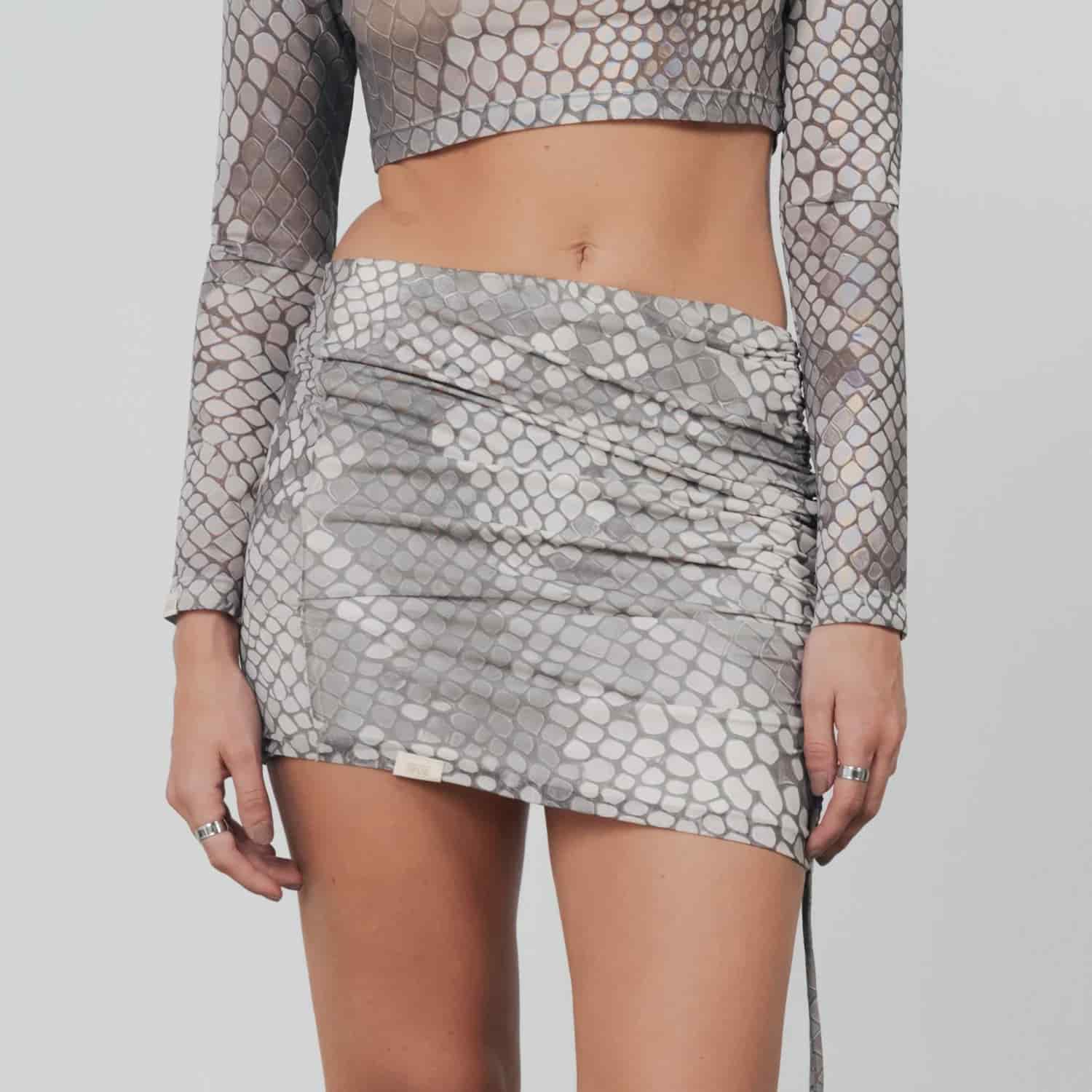 Python Mesh Mini Skirt - Gray - miniatura 7