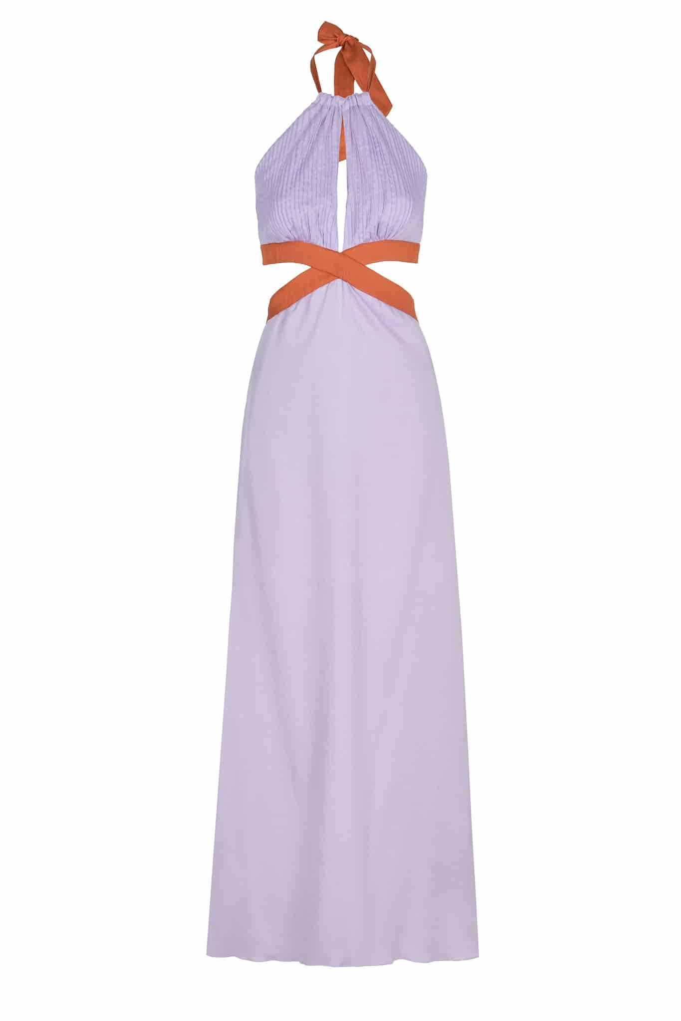 San Agustin Martellato Silk Midi Dress / Lila - miniatura 1