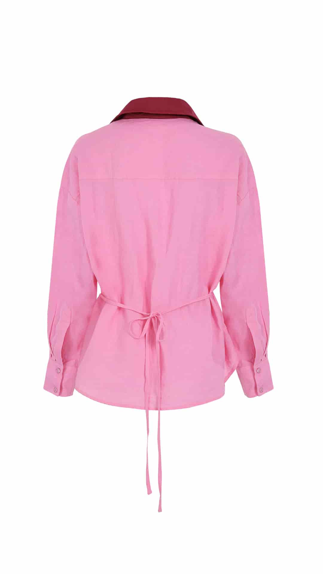 Camisa Aura de lino | Rosado / Vino - miniatura 3