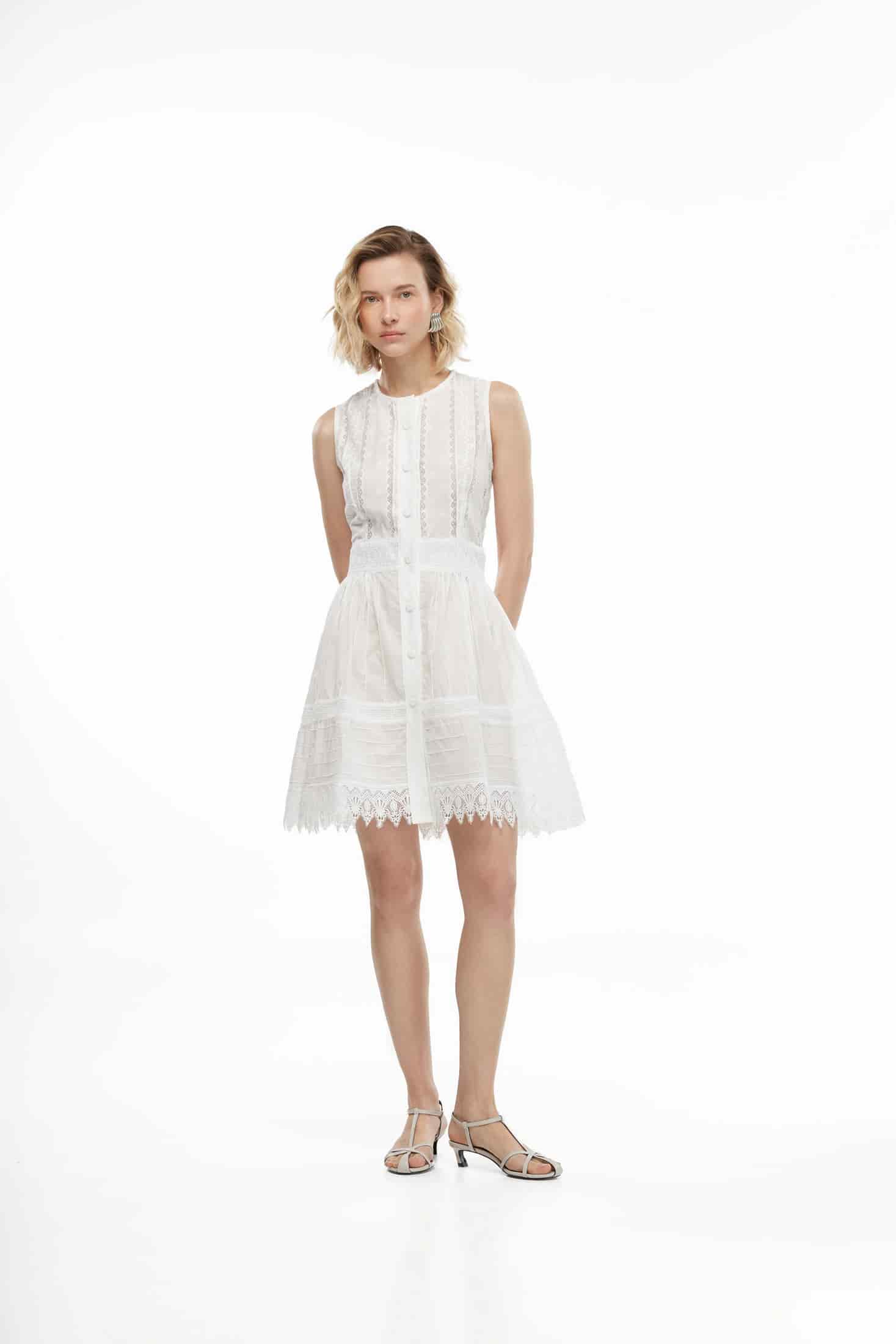 SOLAIRE MINI DRESS WHITE - miniatura 1