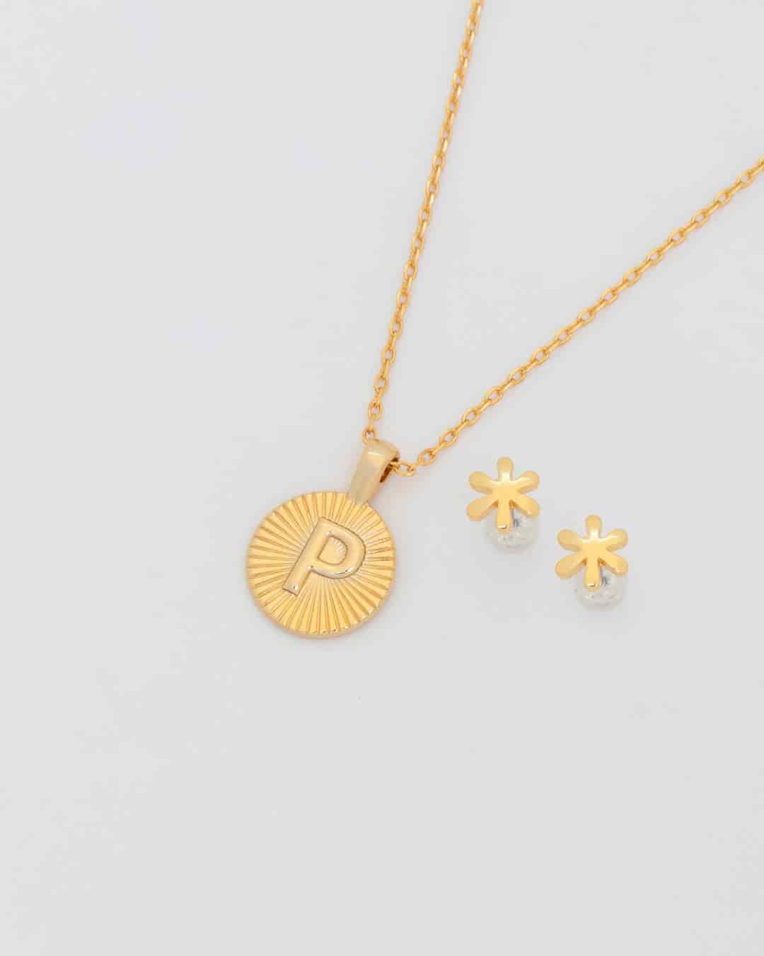 Collar Letra Destellos + Aretes - miniatura 2