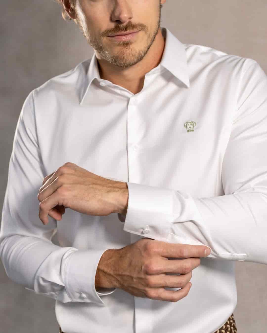 Camisa Antiarrugas Oxford Blanco Logo Sage - Talla Regular - miniatura 3