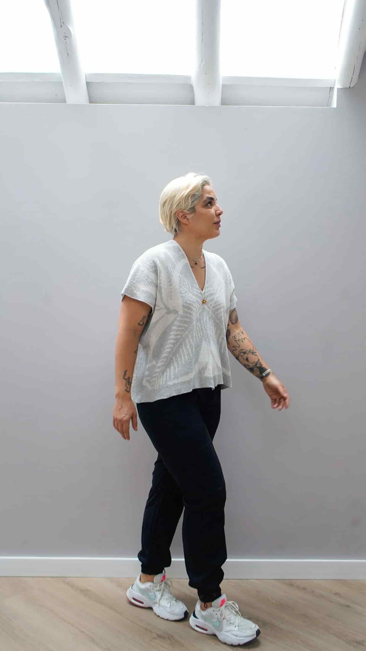 Blusa Palmas - gris claro y crudo - miniatura 6