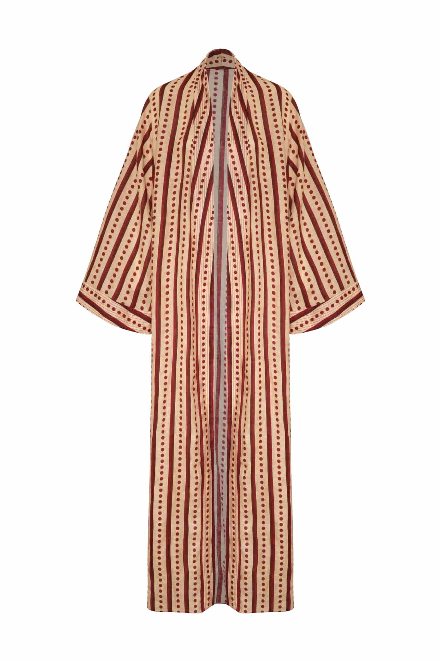 Rafaela Linen Kaftan / Red Stripes - miniatura 3