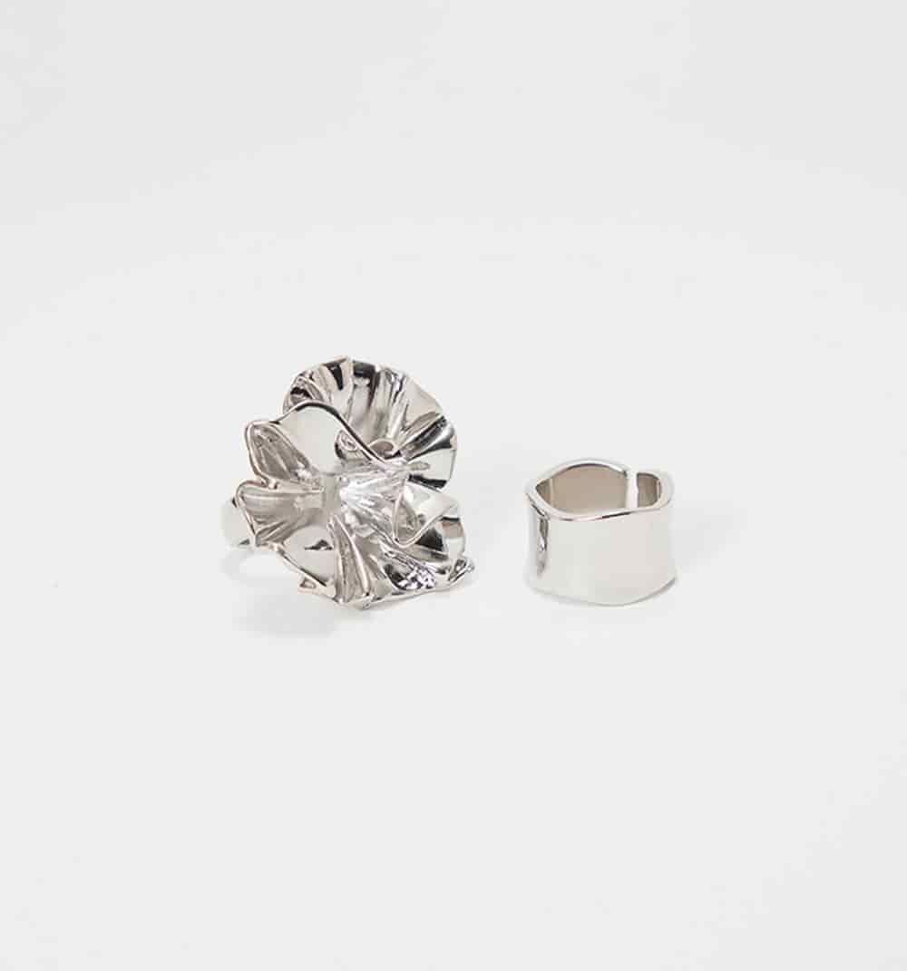 Anillo maxi flor y argolla set x2 - miniatura 1