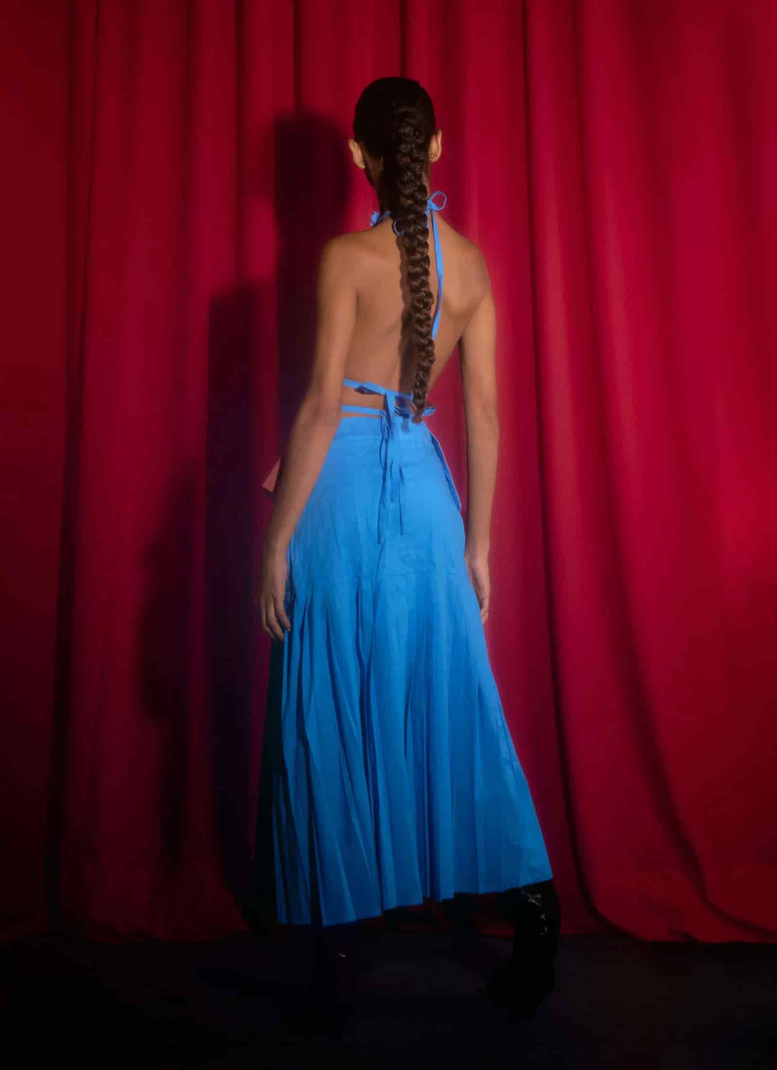 Blue Pleated Skirt - miniatura 9