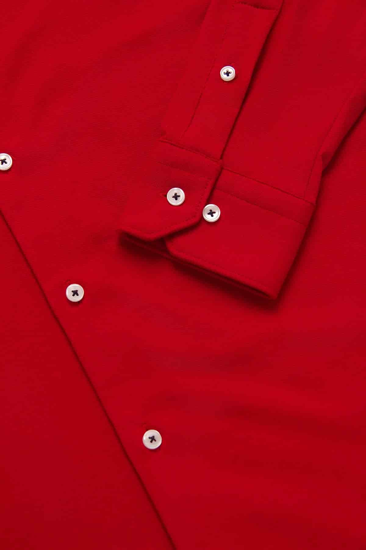 Camisa Piqué Botón Contraste Algodón Rojo - miniatura 3