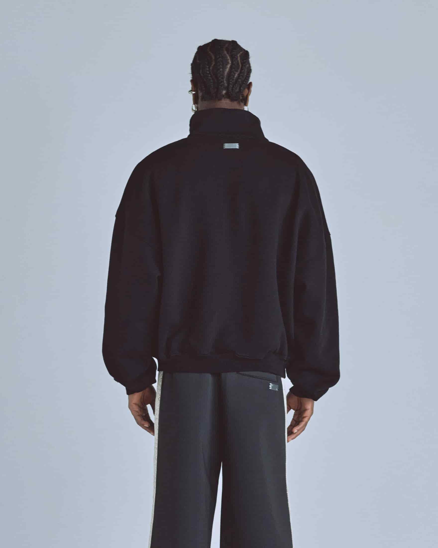Basics Polo Collar Boxy Fit Hoodie Black - miniatura 7