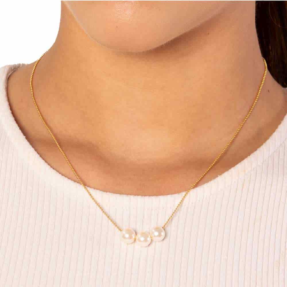 Collar Cadena Tres Perlas - miniatura 2
