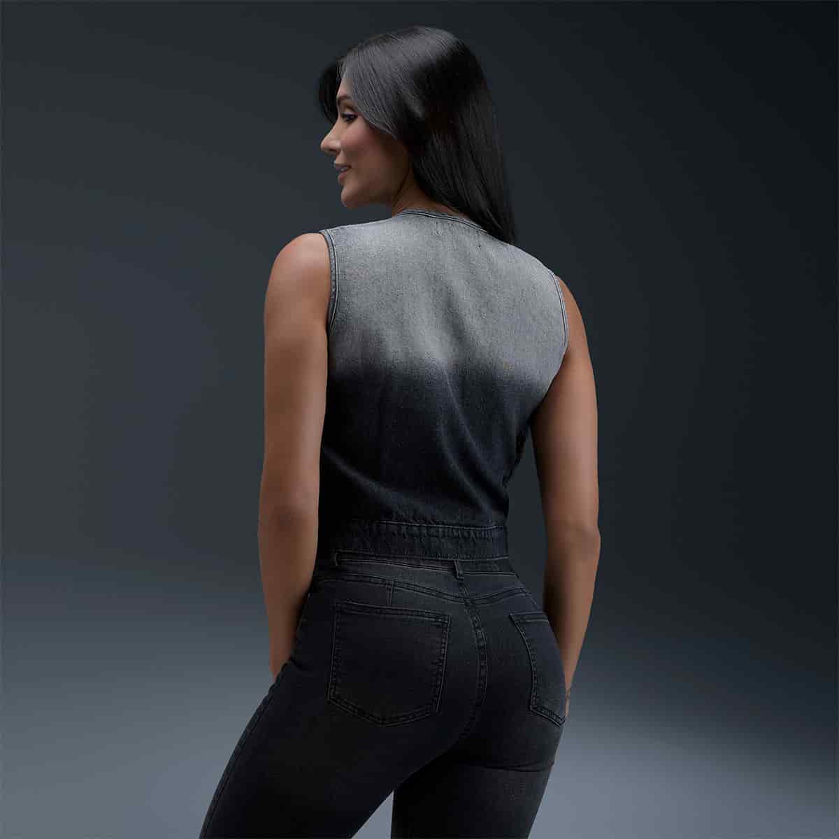 Chaleco Denim Gris Mujer - miniatura 2