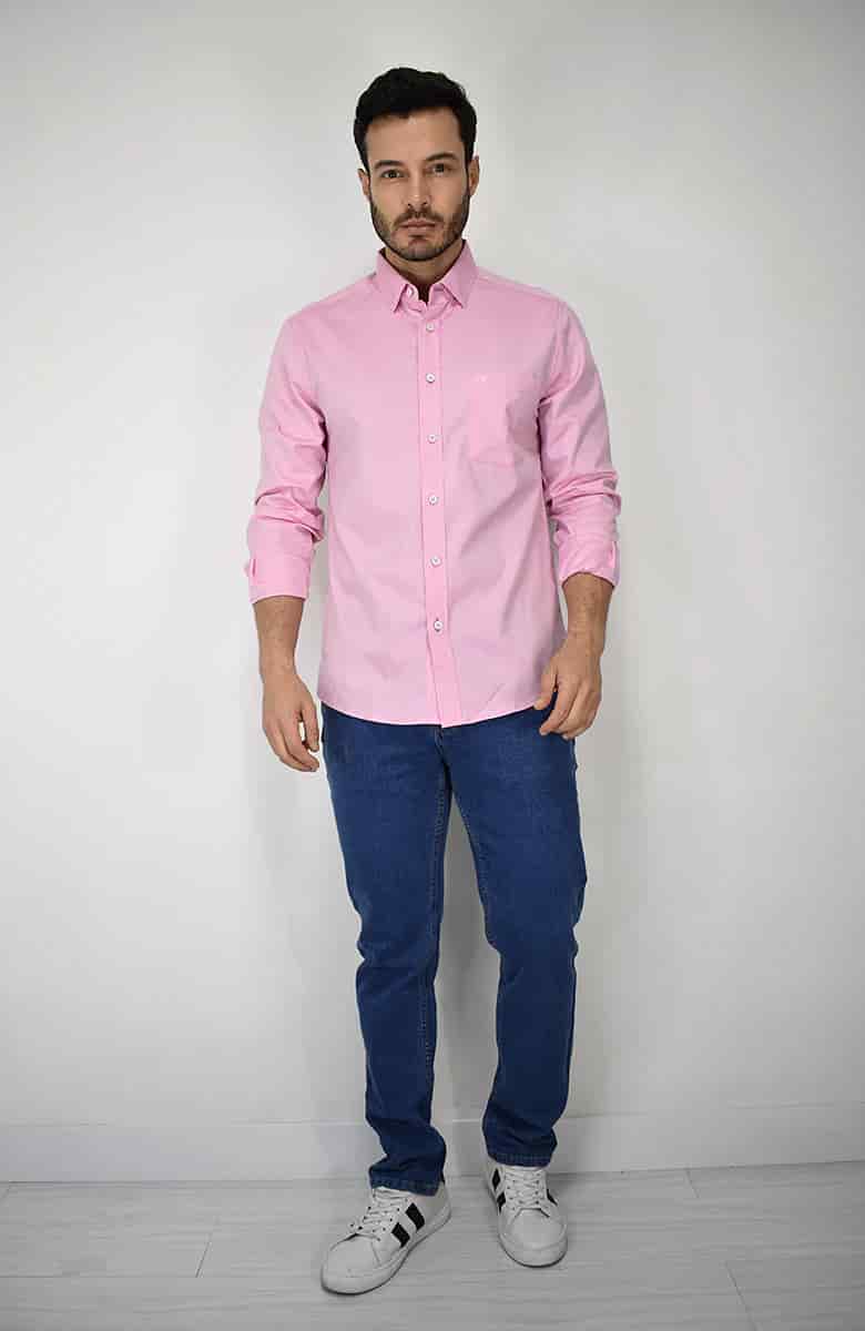 Camisa Manga Larga Rosada para Hombre - miniatura 3