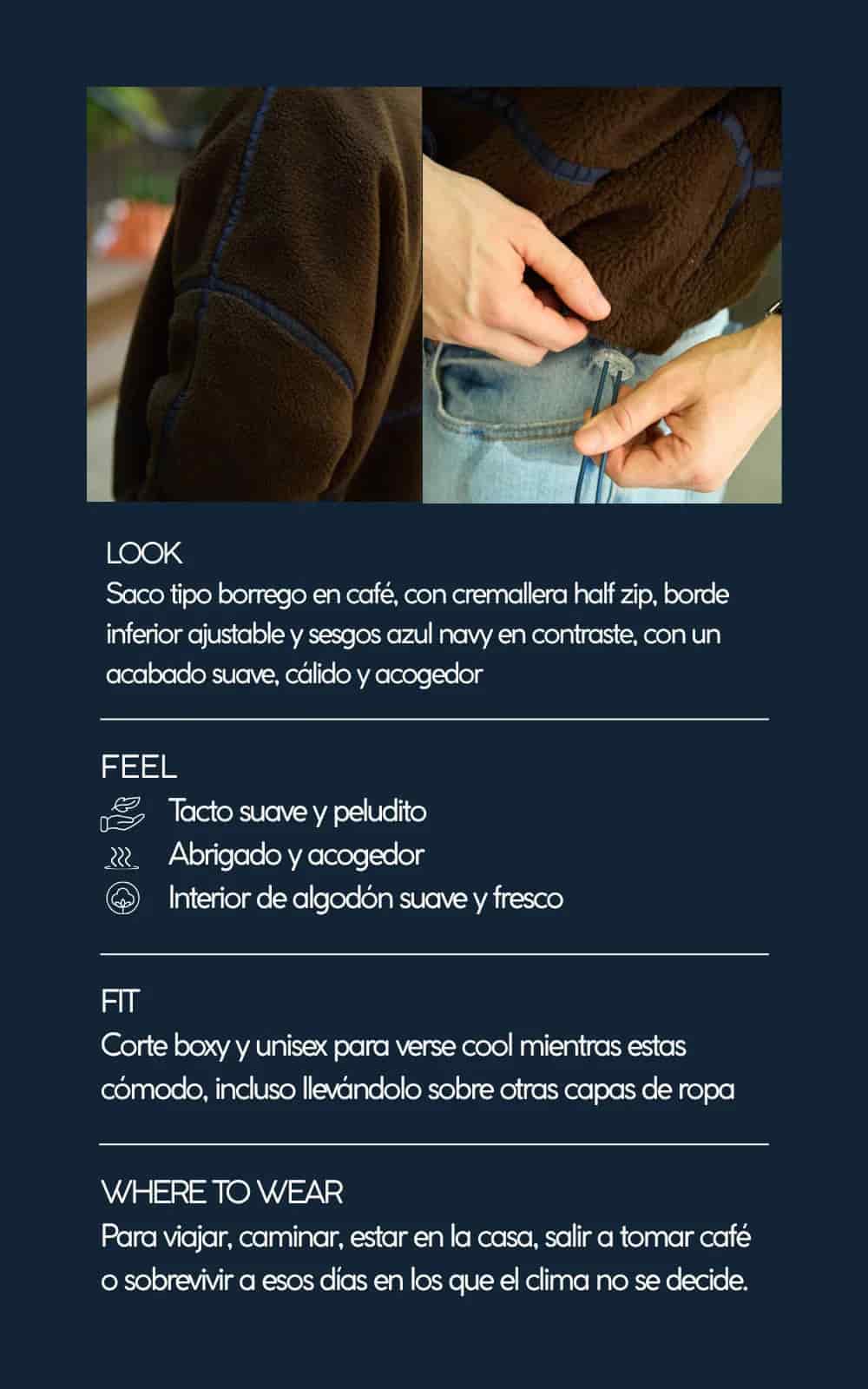 SACO OVEJERO BOXY CAFÉ - UNISEX - miniatura 8