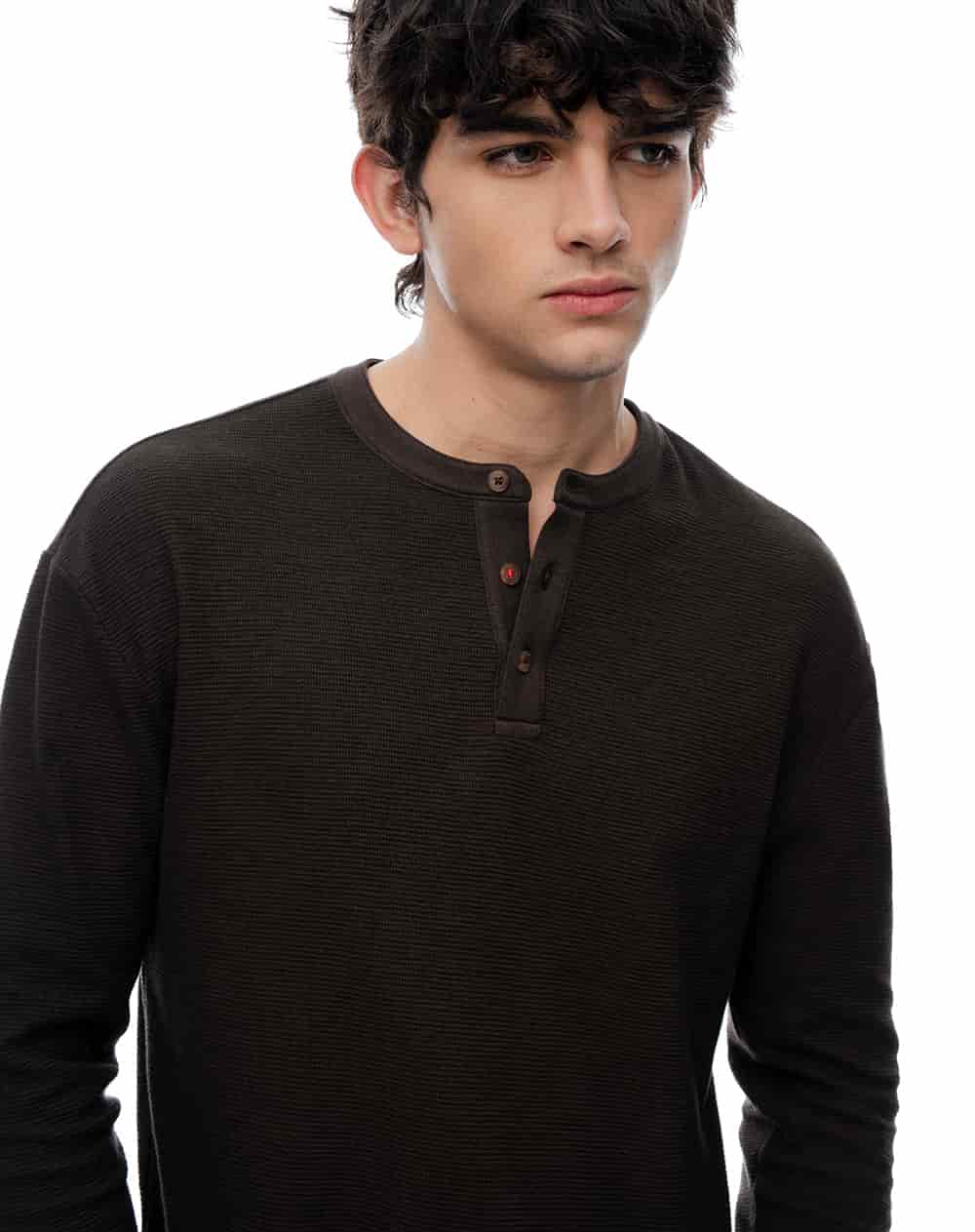 Camibuzo regular algodón negro hombre - miniatura 1