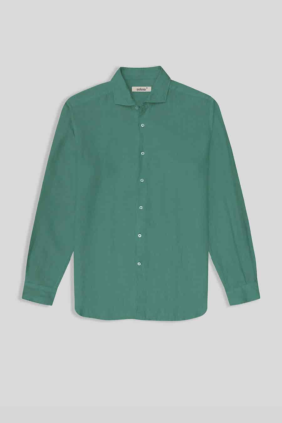 men’s linen shirt green persa basic - miniatura 1