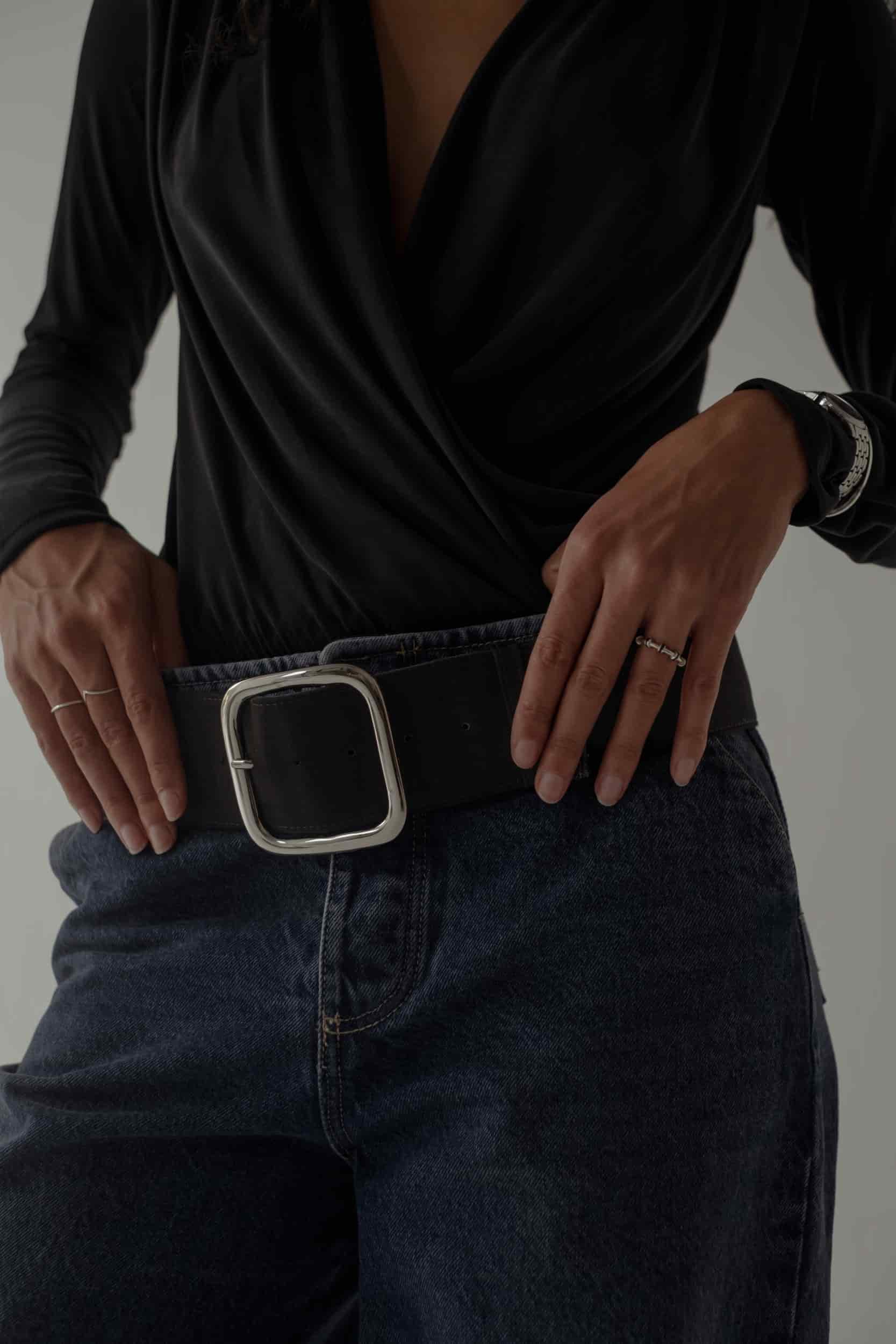 LONG SLEEVE FLOWY BODY - BLACK - miniatura 9