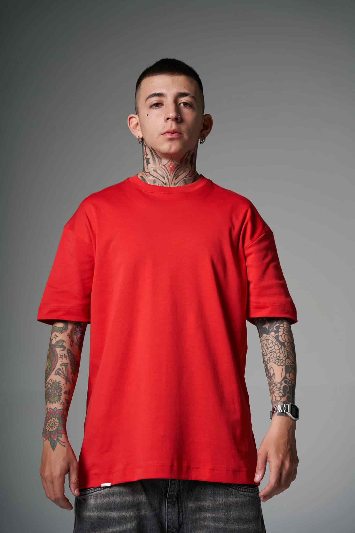Camiseta 100% Algodón Peruano Rojo   Oversize 250 Gramos - miniatura 1