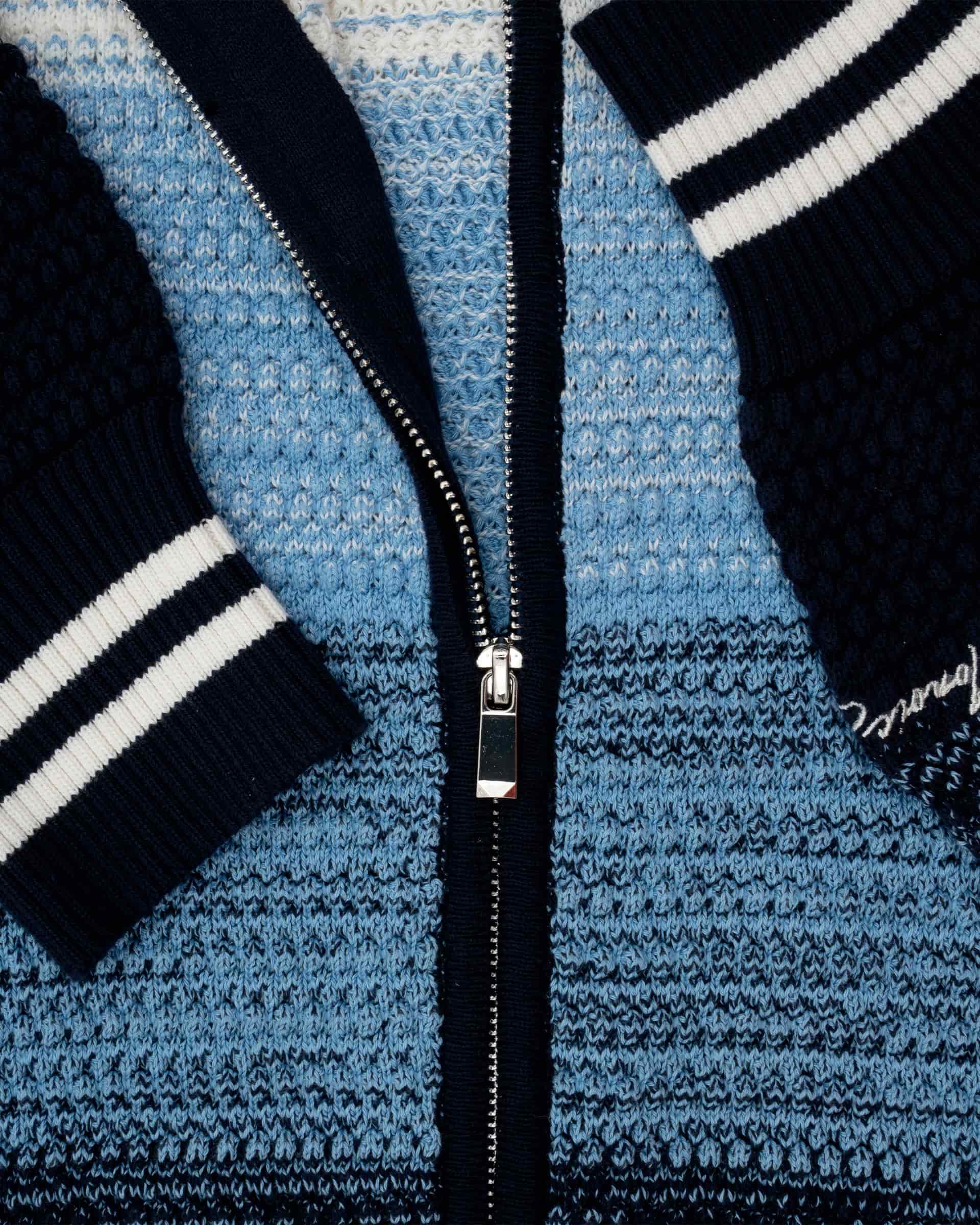 Zip Polo Gradient Knitwear - Azul y Crema - miniatura 4